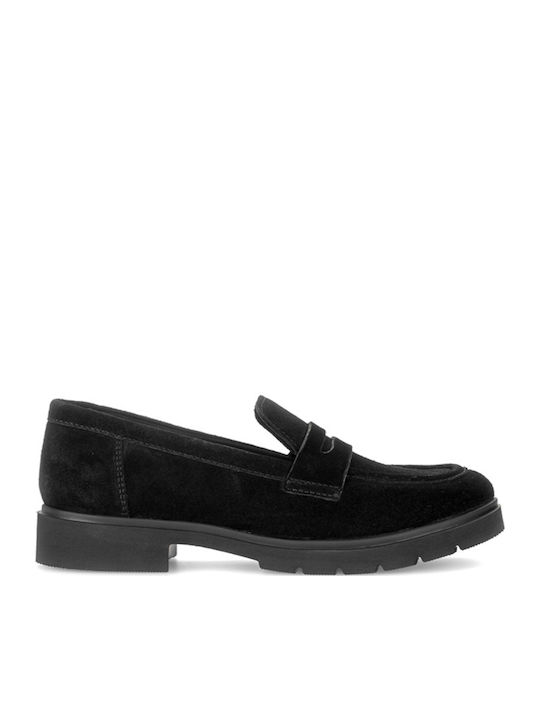 Leather Loafer Heels Black