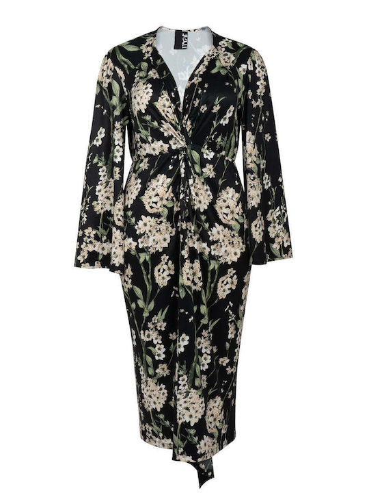 Summer Midi Evening Shirt Dress Drape Black