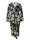 Summer Midi Evening Shirt Dress Drape Black