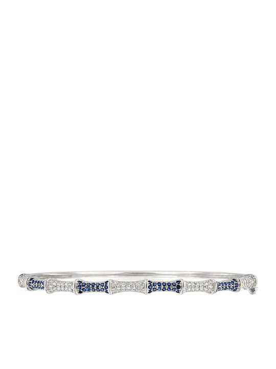 Ios Women's Silver Handcuff Bracelet with Zircon 18cm