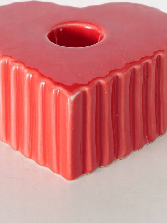 Boltze Kerzenhalter Keramik in Roter Farbe 4x9cm