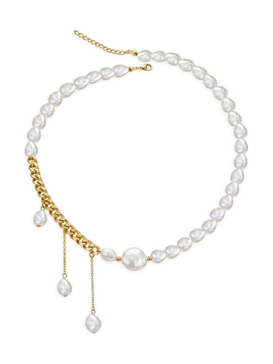 Callajewels Stahl Halskette mit Perlen