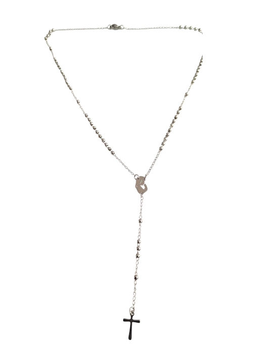 Kalliopi Silver Necklace Rosary Talisman Virgin Mary Made of Steel Kalliopi Silver Necklace Rosary Talisman Virgin Mary Made of Steel