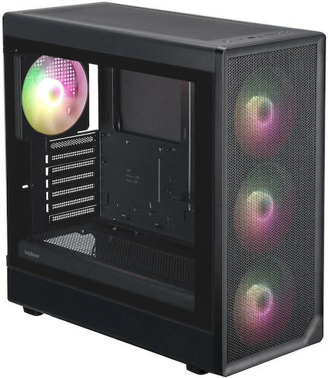 1STPLAYER AU8 Gaming Midi-Turm Computergehäuse mit Seitenfenster und ARGB-Beleuchtung Schwarz
