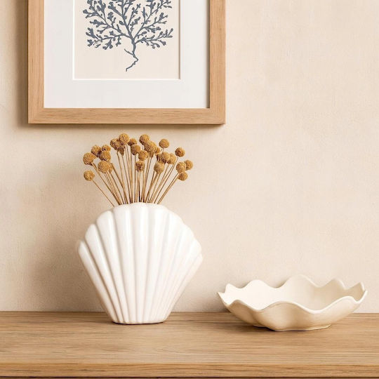 Home&Styling Collection Keramik Vase Home Weiß 17x7.5xH16.5cm Home&Styling Collection Keramik Vase Home Weiß 17x7.5xH16.5cm