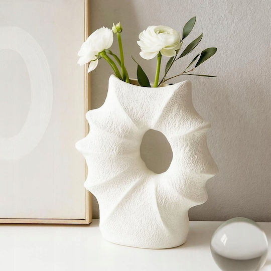 Home&Styling Collection Vase aus Porzellan Home Weiß 21x7xH23.5cm Home&Styling Collection Vase aus Porzellan Home Weiß 21x7xH23.5cm