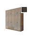 Fünf Türen Kleiderschrank mit Loft Dunkle Eiche 252x60x233cm