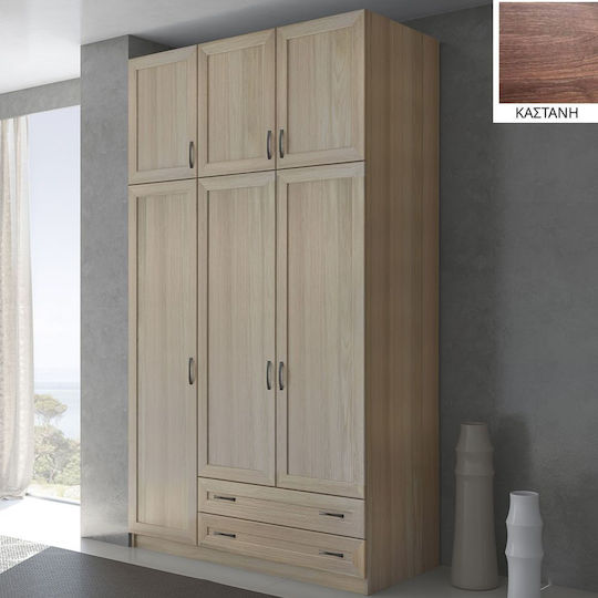 Τρίφυλλη Ντουλάπα με Πατάρι 152x60x233cm Καστανη