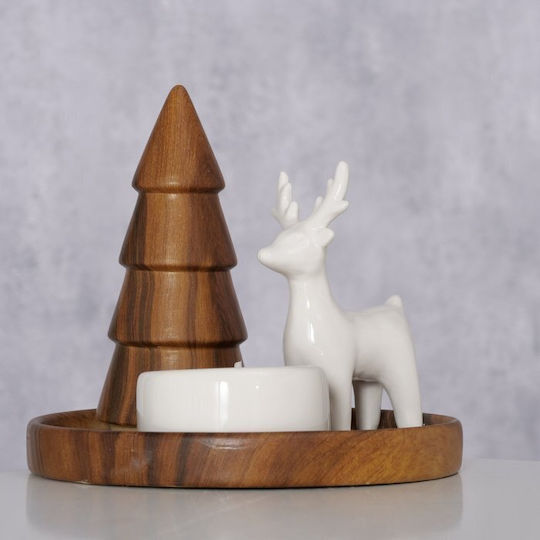 Boltze Weihnachtskerze Holz Braun 12cm