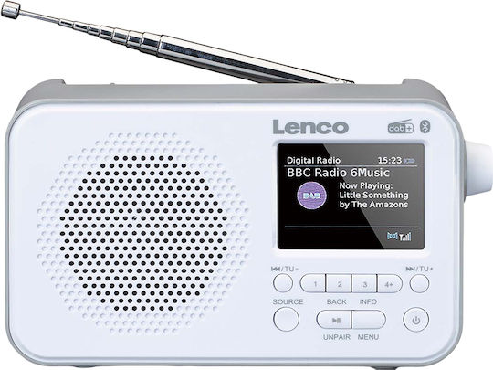 Lenco Radio Portabil DAB+ FM Bluetooth Ecran TFT 2.4" Model Compact Pdr-036 Alb Gri