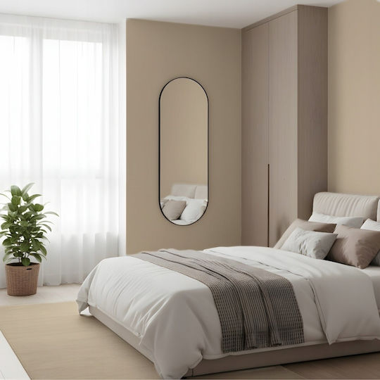Edaxo Oval Wall Mirror with Black Metal Frame 80x30cm
