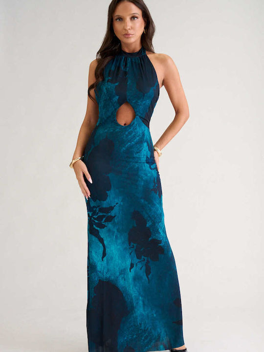 Rochie Maxi De Seara De Vară Jupon Spate Deschis Petrol