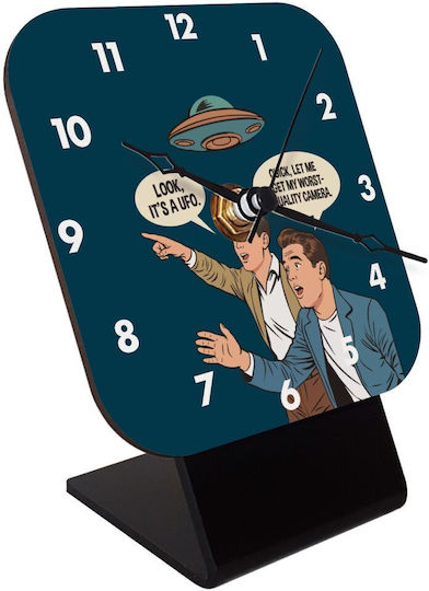 Koupakoupa Look! Es ist Ein Ufo Tischuhr mit Zeigern Holz KP_35071_clock-desk-square
