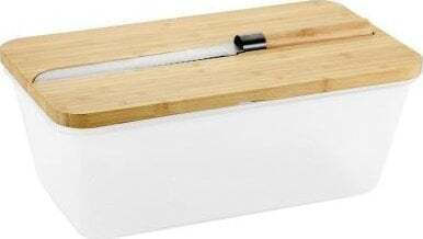 Kesper Хлябохранилище С Капак От Бамбук Бяло 35x20x15.5см