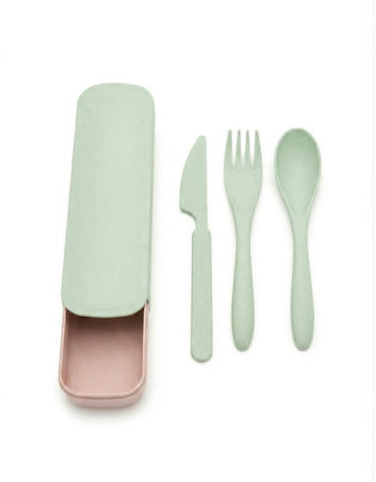 Set De Linguri Pentru Bebeluşi Şi Tacâmuri Pentru Copii Cu Carcasă Verde 3 Bucăţi
