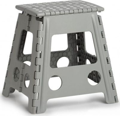Living Room Folding Plastic Grey Stool 38.5x31.5x39cm