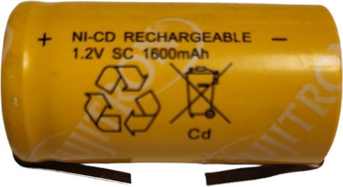 Fujitron Wiederaufladbare Batterie Sub-C Ni-Cd 1600mAh 1.2V mit Klinge 1 Stück