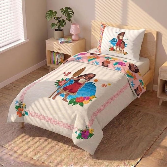 Disney Disney Set Cearceaf de Pilote pentru Copii de Un Singur Pat cu Față de Pernă din Bumbac Moana 135x200cm