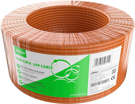 Dahua U/UTP Cat.6 (Gigabit) Καλώδιο Δικτύου Ethernet χωρίς ακροδέκτες 100m Πορτοκαλί