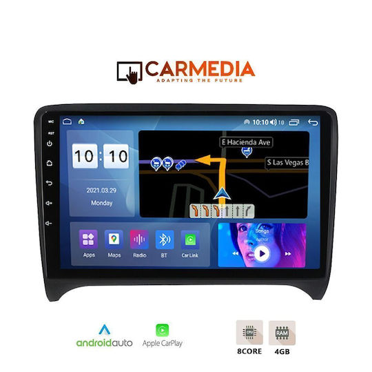 Carmedia Auto-Audiosystem für Audi TT 2007-2015 mit Touchscreen 9" Bluetooth USB WiFi GPS Apple CarPlay Android Auto