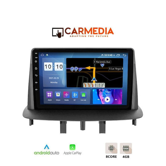 Carmedia Car Audio System for Renault Megane 2009-2016 Bluetooth USB WiFi GPS Apple CarPlay Android Auto with 9" Touch Screen