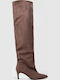 Wildleder Damenstiefel mit Mittelhohem Absatz Braun