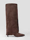 Wildleder Damenstiefel mit mittlerem Absatz Braun