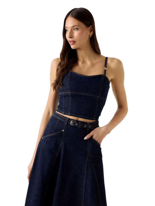 Guess Guess Damen Crop Top Baumwolle Dunkelblau