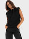 Damen Bluse Ärmellos Schwarz