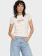 Damen T-Shirt Tierdruck Off-White