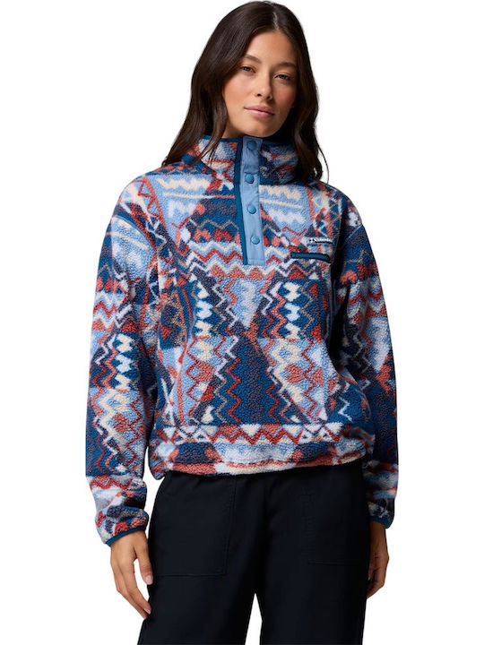 Helvetia Ii Printed Women's Crop Sweater with Zipper Rainy Day geomix