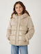 Kids Quilted Short Hooded Jacket Ecru