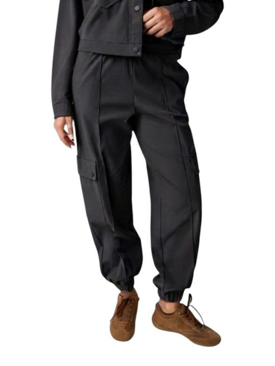 Guess Women's Fabric Cargo Trousers with Elastic in Regular Fit Black