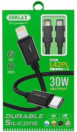 Gerlax USB-C Zu Lightning Kabel 30W Schwarz 2222222101961