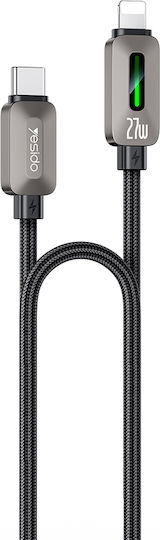 Yesido Braided USB-C To Lightning Cable 27W Black 1.2m
