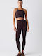 Damen Leggings Hohe Taille Braun