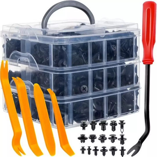 Set Clipsuri din Plastic pentru Mașină și Unelte de Demontare 625 Bucăți Xtrobb