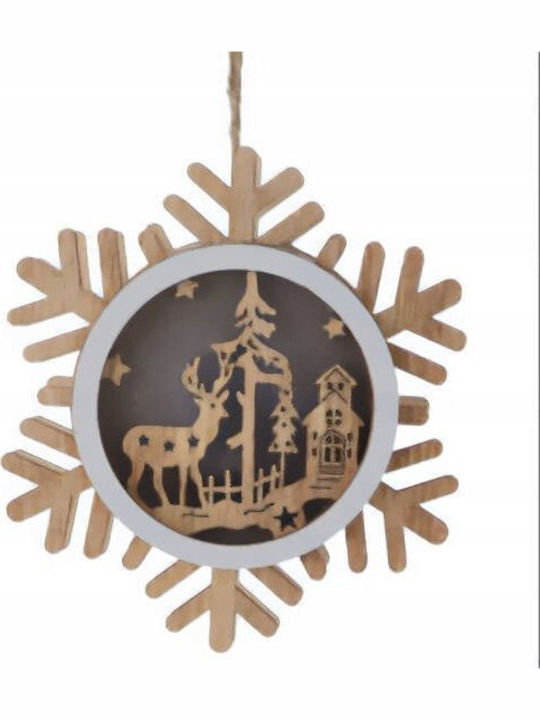Home&Styling Collection Beleuchtete Weihnachtsfigur aus Holz Rentier Weiß 12x12x2.5 cm
