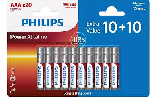 Philips Lr03p20bp/10 Lr03p20bp/10 Αλκαλικές Μπαταρίες AAA 1.5V 10τμχ