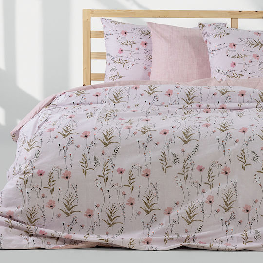 Lino Home Подредба Плик за завивка 160x240cm Единичен с Калъфка за възглавница Verde Розов