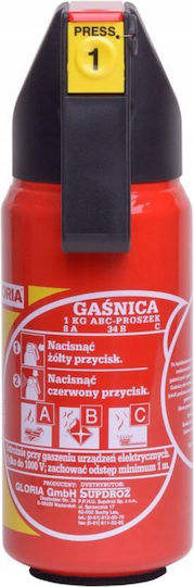 Gloria Преносим пожарогасител със сух химикал 1kg с поставка