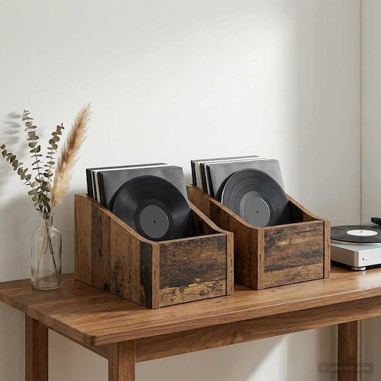 Vidaxl Vinyl Aufbewahrungsbox Lp 2 Stücke Holz Eiche 18 X 32 X 18 cm Bearbeitetes Holz