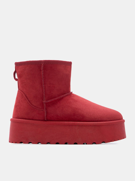 Luigi Women's Ankle Boots with Fur Burgundy