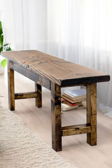 Dining Bench with Wooden Walnut Surface 100x28x43cm