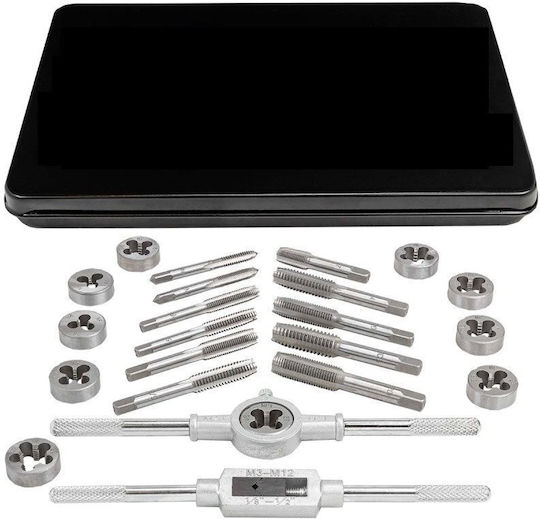 24 Stück Handgewindebohrer und Gewindeschneider Set in Metallkoffer
