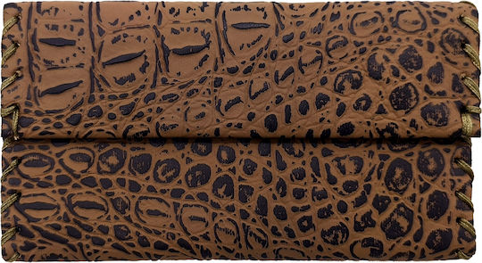 Tabaktasche Unisex Muster Kroko Stoff Mit Taste Braun