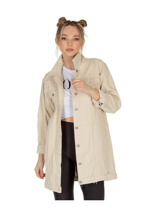 Silia D Women's Beige Jean Jacket