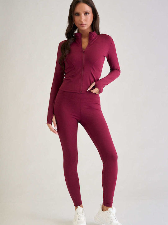 Decoro Damen Set mit Burgundischen Leggings