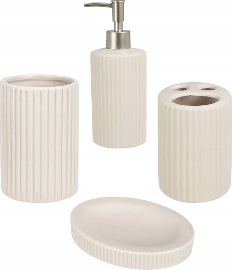 Bathroom Solutions Badezimmerzubehör-Set Keramik Grau 4 Stück