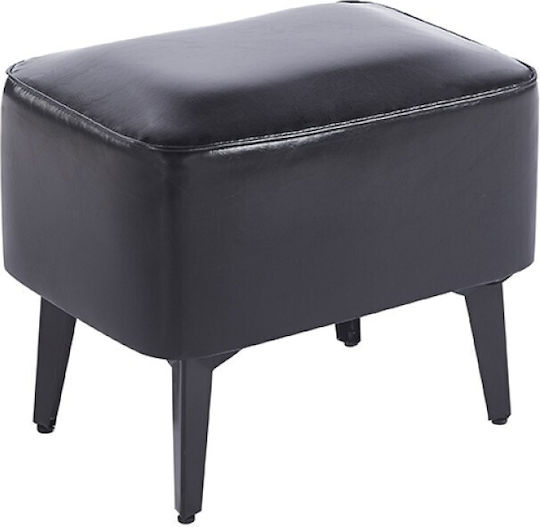 Taburet de Cameră de Zi Tapițat cu Piele Sintetică Black Black 40x30x34εκ.
